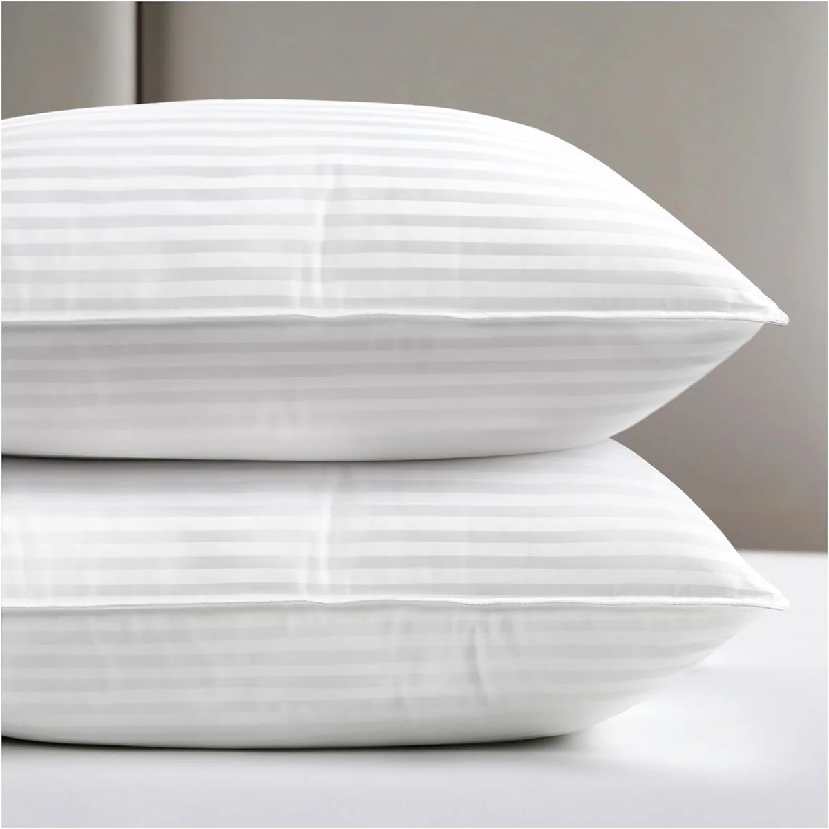 Soft Striped Hotel Pillows, White view 2