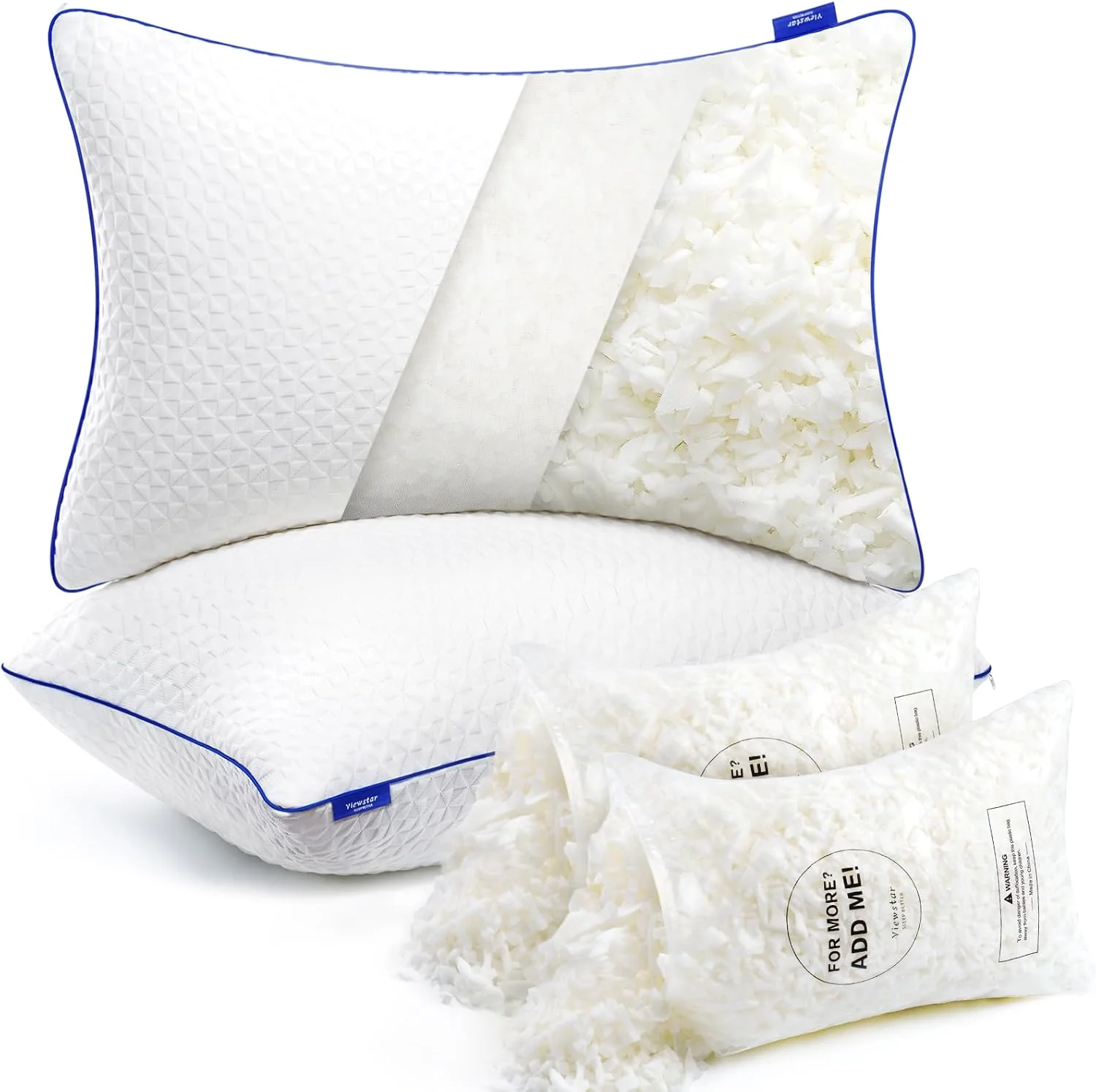 Shredded Memory Foam Pillows, White