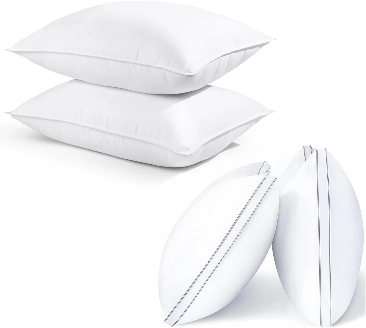 Bed Pillow Bundle, Four Pillows in Two Sizes