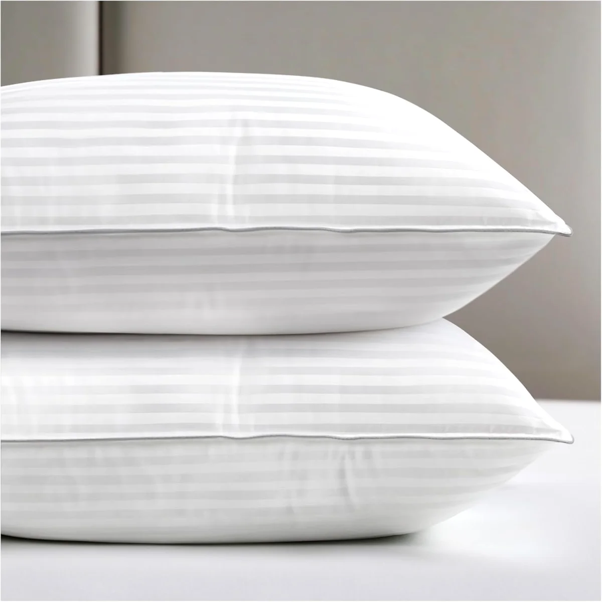Striped Hotel Pillows, White view 2
