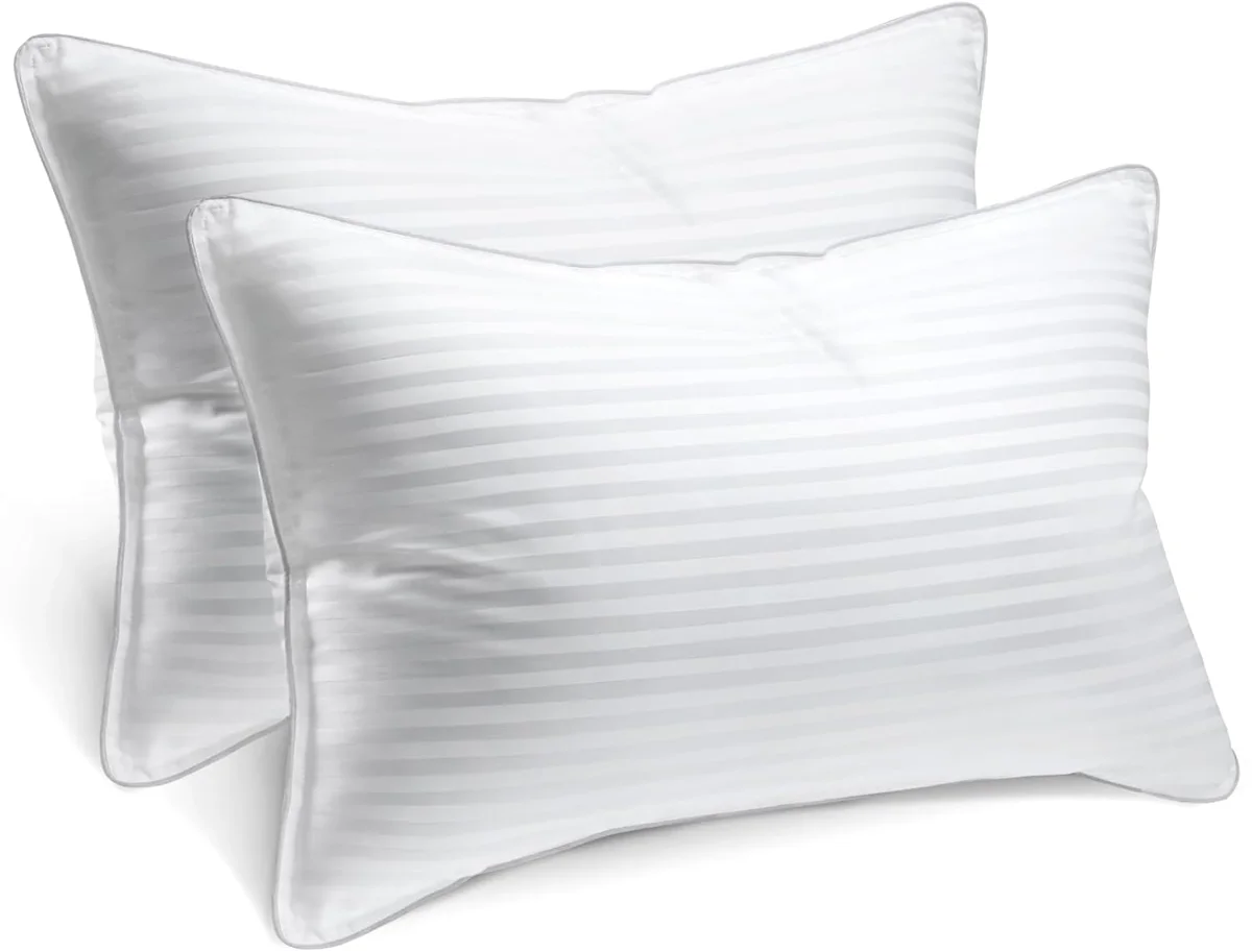 Striped Hotel Pillows, White view 3