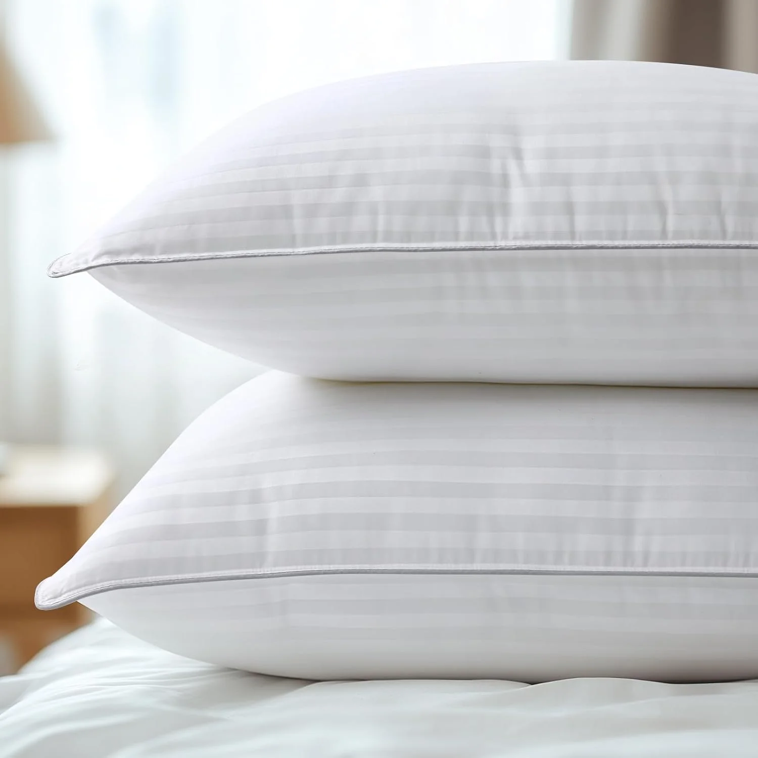 Striped Hotel Pillows, White view 4